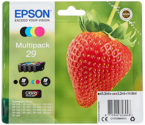 Epson 29 Strawberry Genuine Multipack, 4-colours Ink Cartridges, Claria Home Ink