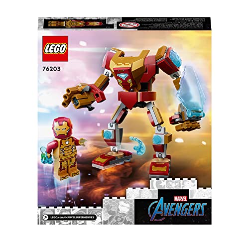 LEGO 76203 Marvel Iron Man Mech Armour Set, Collectable Action Figure, Avengers Building Toy for Kids 7 plus Years Old with Minifigure