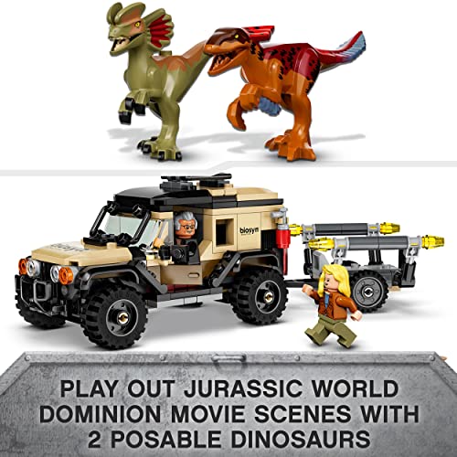 LEGO 76951 Jurassic World Pyroraptor & Dilophosaurus Transport Playset with 2 Dinosaur Toy Figures and Off Roader Truck, Toys for Kids 7 Plus Years Old