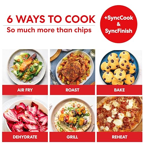 Instant Vortex Plus Dual Air Fryer with Large Double Air Frying Drawers and 8-in-1 Smart Programmes - Air Fry, Bake, Roast, Grill, Dehydrate, Reheat, XL Capacity - SyncCook & SyncFinish-1700W