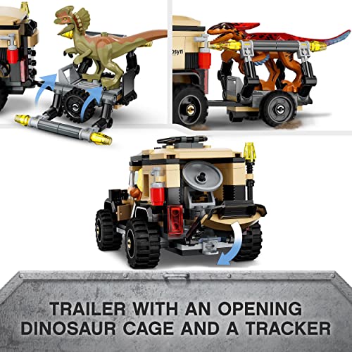 LEGO 76951 Jurassic World Pyroraptor & Dilophosaurus Transport Playset with 2 Dinosaur Toy Figures and Off Roader Truck, Toys for Kids 7 Plus Years Old