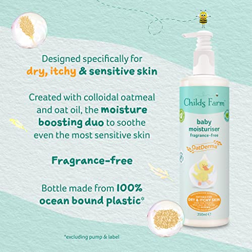 Childs Farm OatDerma Baby Moisturiser 250ml| Suitable Newborns With Dry, Itchy & Eczema-prone Skin |