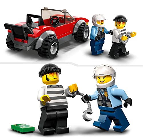 LEGO 60392 City Police Bike Car Chase Toy with Racing Vehicle & Motorbike Toys for 5 Plus Year Olds, Kids Gift Idea, Set featuring 2 Officer Minifigures