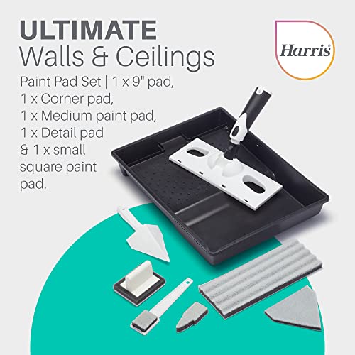 Harris Seriously Good Walls & Ceilings Paint Pad Set | Handle, Large Corner Edging Window, Extended Sash Pad & Tray | Cutting in | 9"