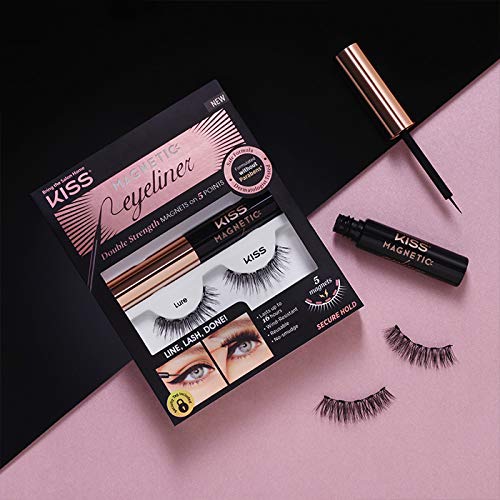 KISS Magnetic Lash Collection Eyeliner & Lash Kit 1 Pair of False Eyelashes and Magnetic Eyeliner, Lure, Reusable Synthetic False Eyelashes With 5 Double Strength Magnets