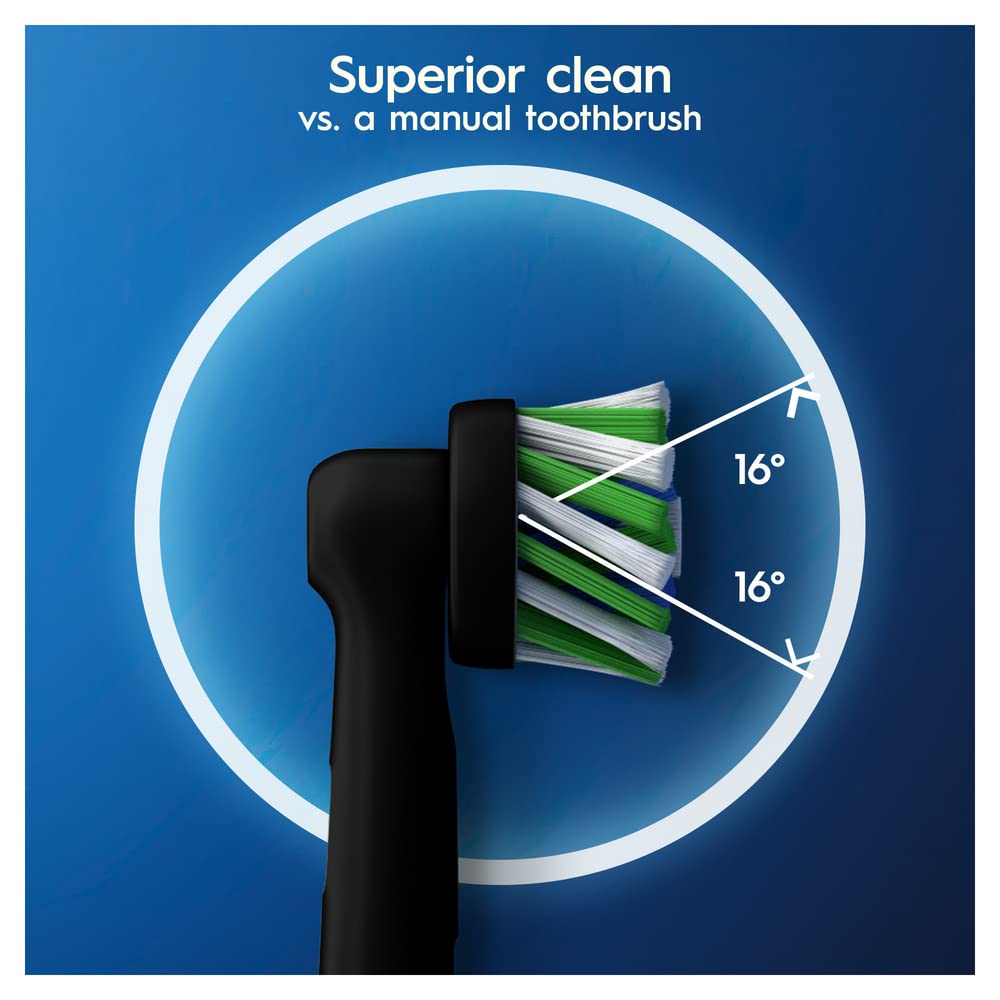 Oral-B Cross Action Electric Toothbrush Head with CleanMaximiser Technology, Angled Bristles for Deeper Plaque Removal, Pack of 8 Toothbrush Heads, Black Edition