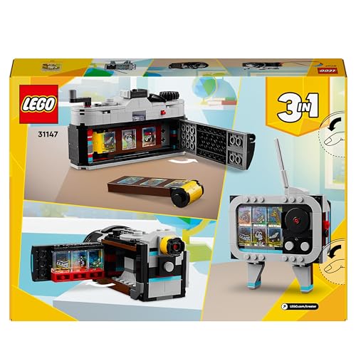 LEGO Creator 3in1 Retro Camera Toy to Video Camera to TV Set, Kids' Desk Decoration or Bedroom Accessories, Photography Gifts for Girls and Boys Aged 8 Plus Years Old Who Enjoy Creative Play 31147