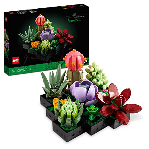 LEGO 10309 Icons Succulents Artificial Plants Set for Adults, Home Décor, Creative Hobby, Valentine's Day Treat, Gift Idea for Her & Him, Botanical Collection (Build 9 Small Plants), Flower Kit