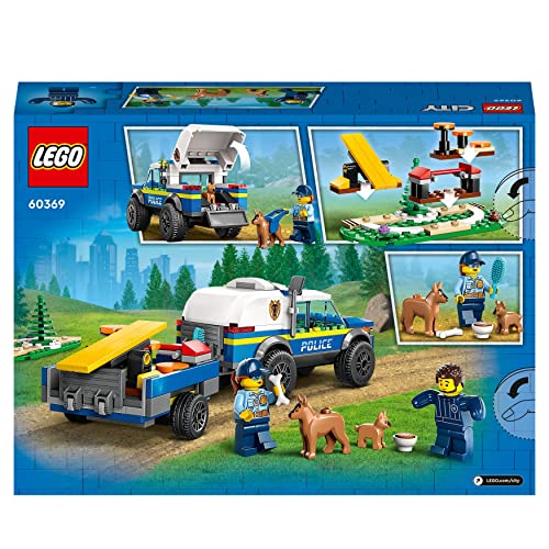 LEGO 60369 City Mobile Police Dog Training Set, SUV Toy Car with Trailer, Obstacle Course and Puppy Figures, Animal Playset for Boys and Girls Aged 5 Plus