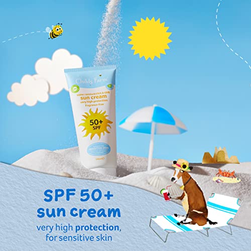 Childs Farm Kids and Baby Sun Cream SPF 50plus Water Resistant UVA and UVB Very High Protection Suitable for Dry, Sensitive and Eczema-prone Skin 200ml