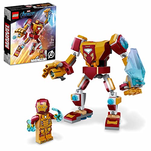 LEGO 76203 Marvel Iron Man Mech Armour Set, Collectable Action Figure, Avengers Building Toy for Kids 7 plus Years Old with Minifigure