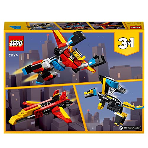 LEGO 31124 Creator 3in1 Super Robot Toy to Dragon Figure to Jet Plane, Creative Construction Bricks Set for Kids 7 Plus Years Old