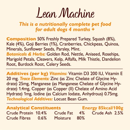 Lily's Kitchen Lean Machine Turkey & Squash - Complete Natural Adult Dog Food Wet (10 x 150g Trays)