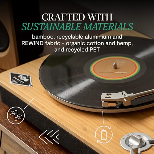 House of Marley Stir It Up Wireless Bluetooth Record Player - Sustainably Crafted Vinyl Player, Recycled Materials, Bluetooth Turntable, Superior Sound, Amazon Exclusive