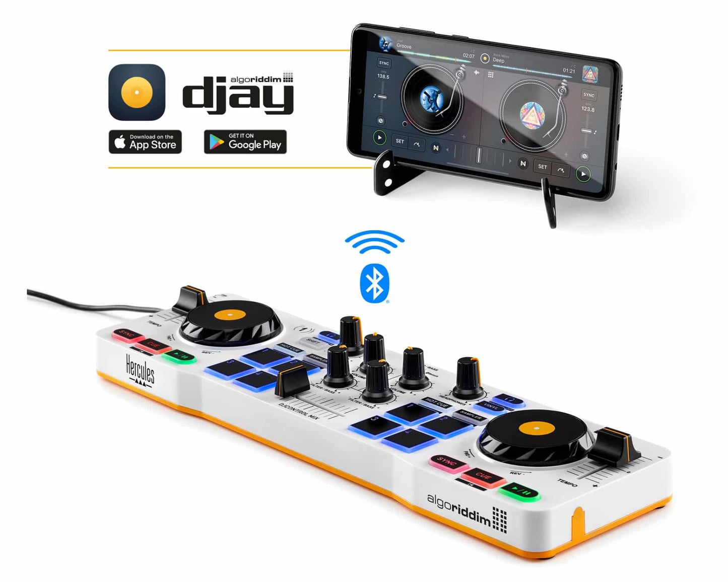 Hercules DJControl Mix – Bluetooth Wireless DJ Controller for Smartphones – 2 Decks