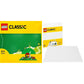 LEGO 11023 Classic Green Baseplate, Square 32x32 Stud Building Base, Build and Display Board Set &  11010 Classic Baseplate White 10" x 10" / 25 cm x 25 cm for Winter Sets Construction Base