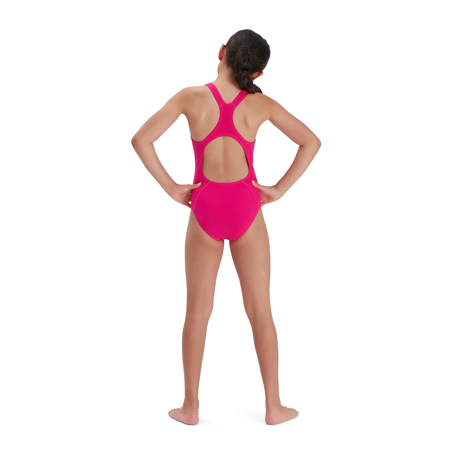 Speedo Girl's ECO Endurance+ Medallist Swimsuit, Comfortable, Stylish Design, Extra Flexibility, Electric Pink, 9-10 Years (Pack of 2)