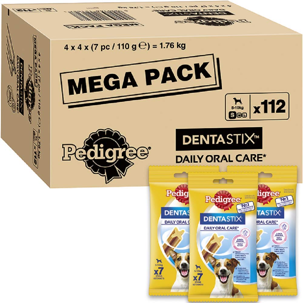 Pedigree DentaStix 112 Sticks Functional Snacks, Daily Dental Chews for Small Dogs (5 -10 kg), Megapack