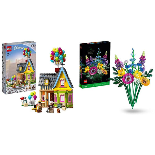 LEGO 43217 Disney and Pixar ‘Up’ House Buildable Toy with Balloons & 10313 Icons Wildflower Bouquet Set, Artificial Flowers with Poppies and Lavender, Crafts for Adults, Home Décor