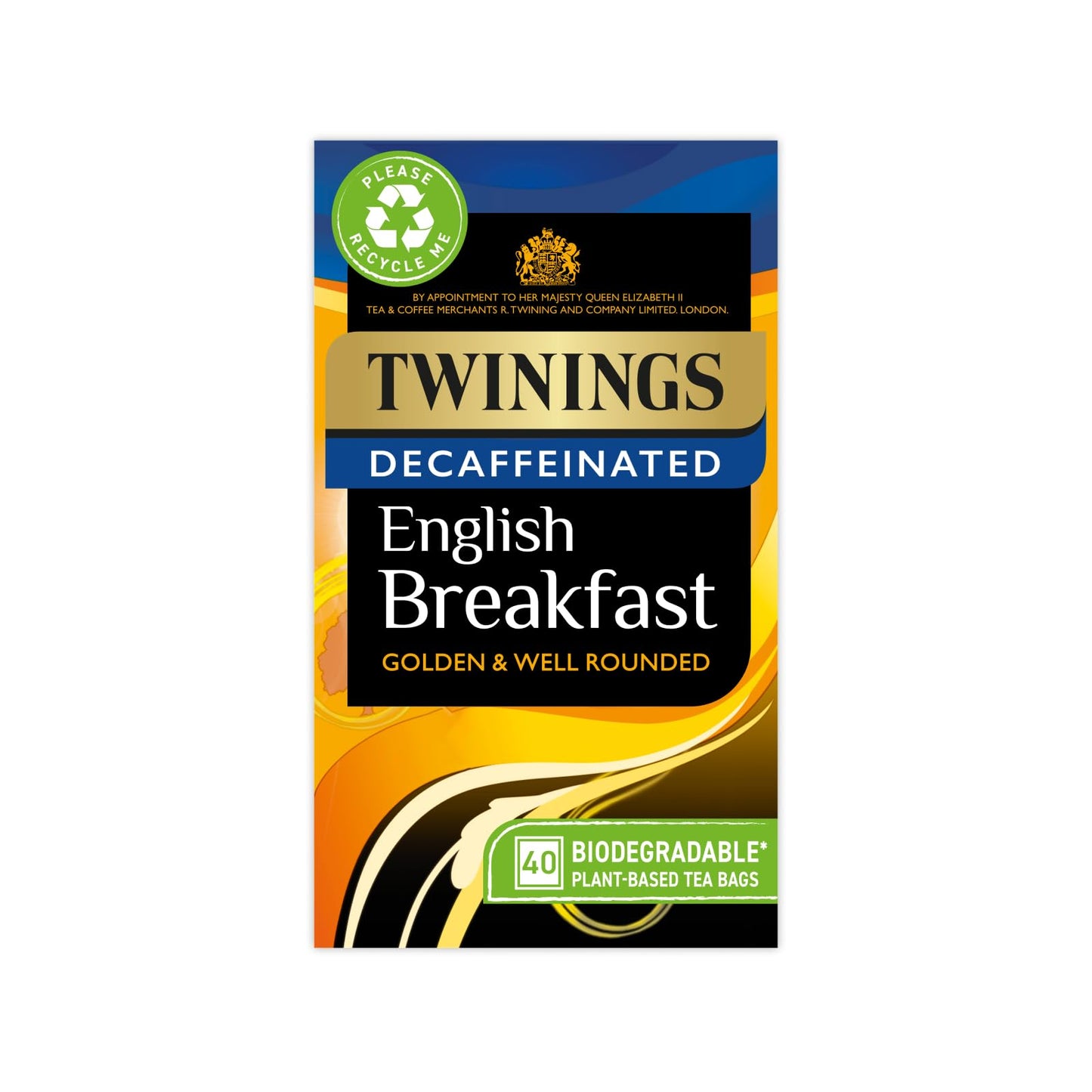 Twinings English Breakfast Decaf Tea | Golden, Well Rounded & Full Bodied Decaffeinated Black Tea | 40 Biodegradable Tea Bags