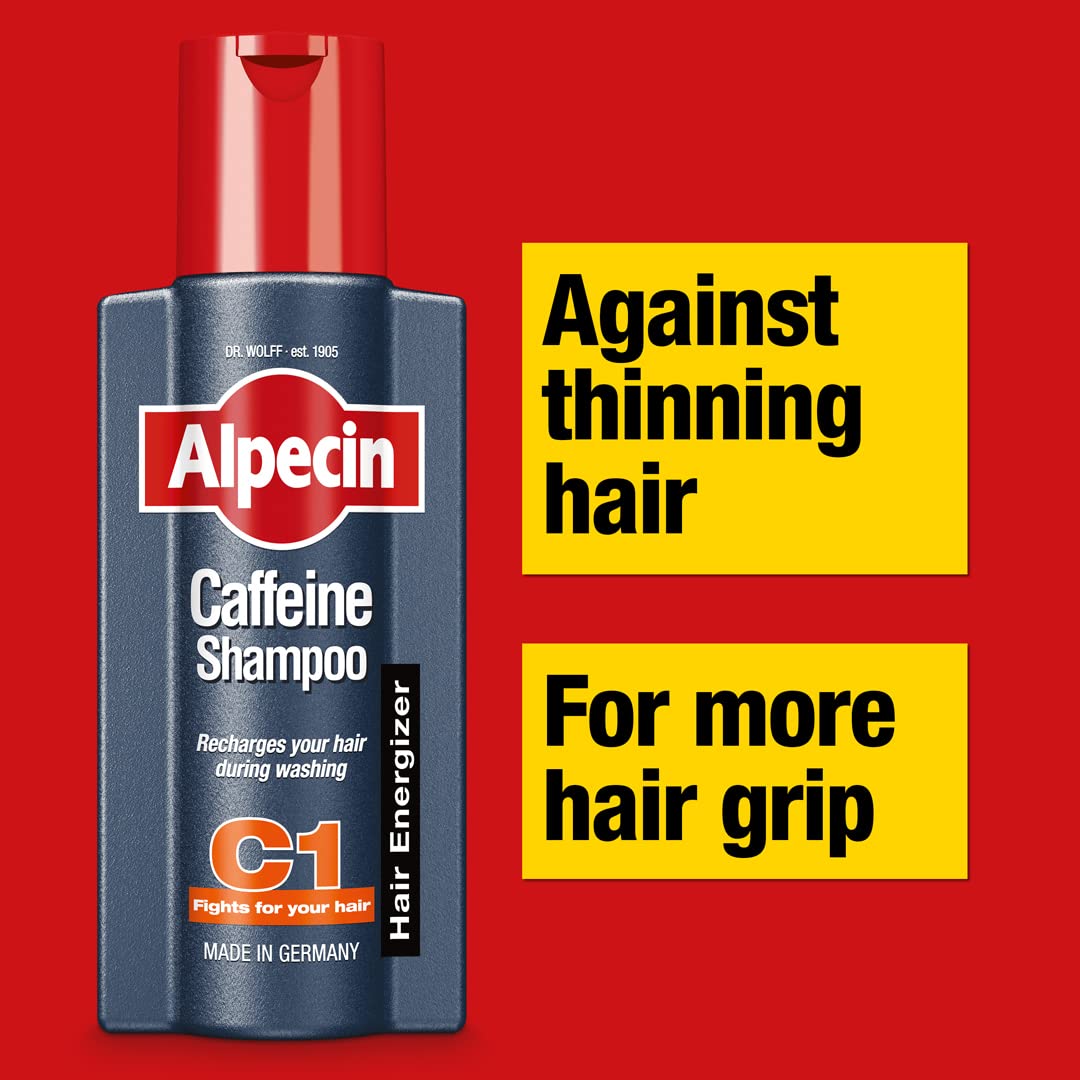 Alpecin Caffeine Shampoo C1 3x 375ml | Against Thinning Hair | Shampoo for Stronger and Thicker Hair | Natural Hair Growth Shampoo for Men | Hair Care for Men Made in Germany