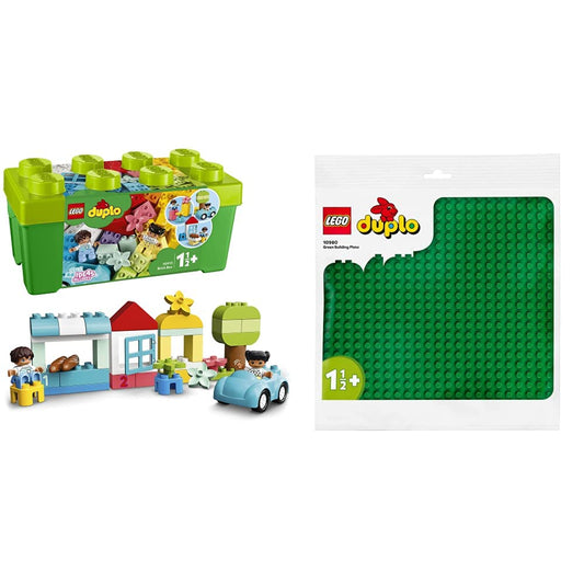 LEGO 10913 DUPLO Classic Brick Box Building Set with Storage & 10980 DUPLO Green Building Base Plate, Construction Toy for Toddlers and Kids, Build and Display Board