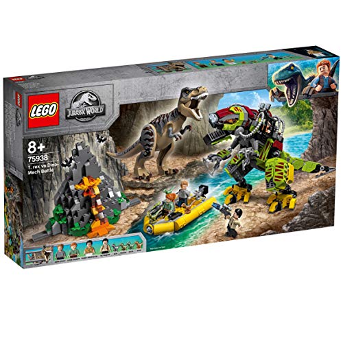 LEGO 75938 Jurassic World T. rex vs Dino-Mech Battle Action Figures, Mighty Dinosaurs Toys for Kids