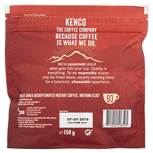 Kenco Decaf Instant Coffee Refill 150g (Total of 6 Packs)