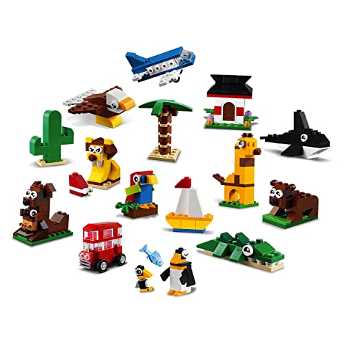 LEGO 11015 Classic Around the World Building Bricks Set for Kids 4+ Years Old, Toy with 15 Buildable Animal Figures