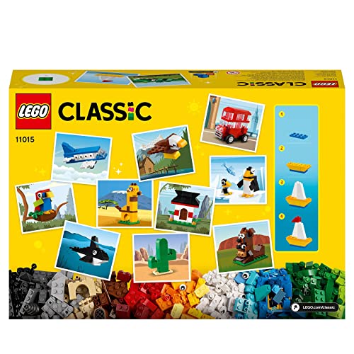 LEGO 11015 Classic Around the World Building Bricks Set for Kids 4+ Years Old, Toy with 15 Buildable Animal Figures