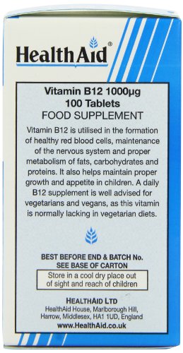 HealthAid Vitamin B12 (Cyanocobalamin) 1000ug - Prolong Release - 100 Tablets