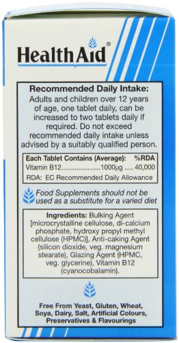 HealthAid Vitamin B12 (Cyanocobalamin) 1000ug - Prolong Release - 100 Tablets