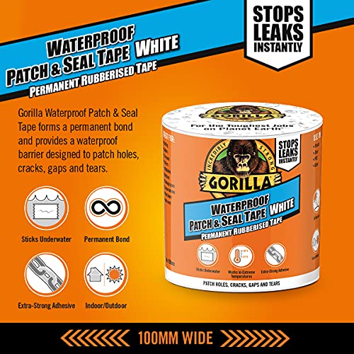 Gorilla 105292 Waterproof Patch & Seal Tape White 100mm x 3m