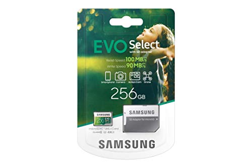 Samsung EVO Select 256GB microSDXC UHS-I U3 100MB/s Full HD & 4K UHD Memory Card with SD Adapter (MB-ME256HA/EU) - Amazon Exclusive