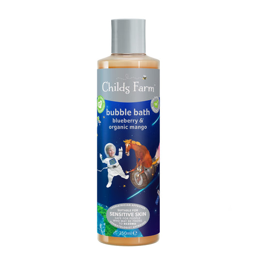 Childs Farm | Kids Bubble Bath 250ml| Blueberry & Organic Mango | Gently Cleanses & Soothes | Suitable for Dry, Sensitive & Eczema-prone Skin