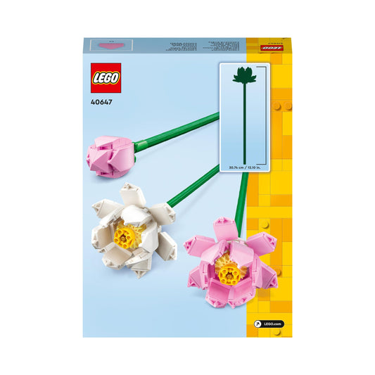 LEGO Creator Lotus Flowers Set, Bouquet Building Kit for Girls, Boys and Flower Fans, Build 3 Artificial Flowers to Display at Home as Bedroom or Desk Decoration, Valentines Day Gift Idea 40647