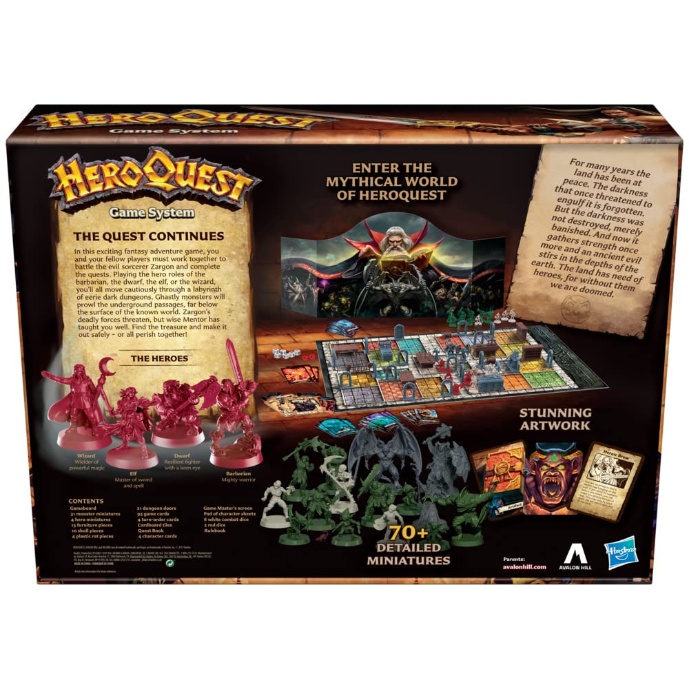 Avalon Hill HeroQuest Game System, Fantasy Miniature Dungeon Crawler Tabletop Adventure Game, Ages 14 And Up 2-5 Players