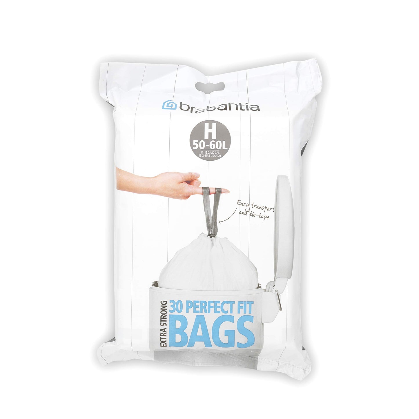 Brabantia PerfectFit Bin Liners, Size H, 50-60 L - 30 Bags