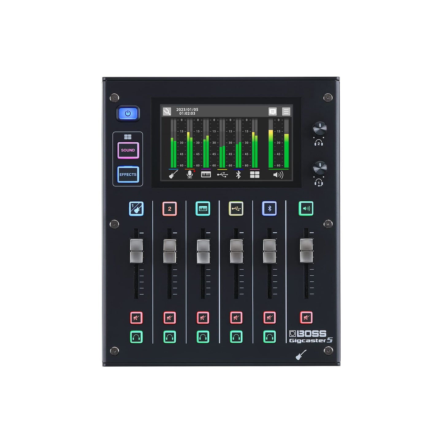 BOSS Gigcaster 5 Compact 5-Channel Audio Streaming Mixer with Direct Guitar/Bass Input | 2 XLR Mic Inputs | Stereo Line Input | 8 Touchscreen SFX Pads | 16x12 USB Audio Interface | Bluetooth