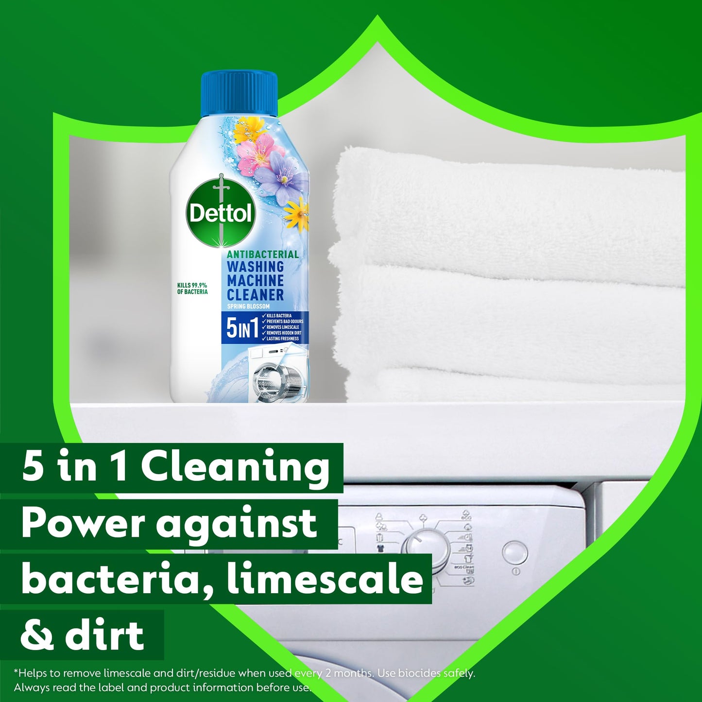 Dettol Antibacterial Washing Machine Cleaner, Removes Bacteria, Odour, Limescale and Dirt, Blooming Beautiful Fragrance, Pack Of 6 x 250ml