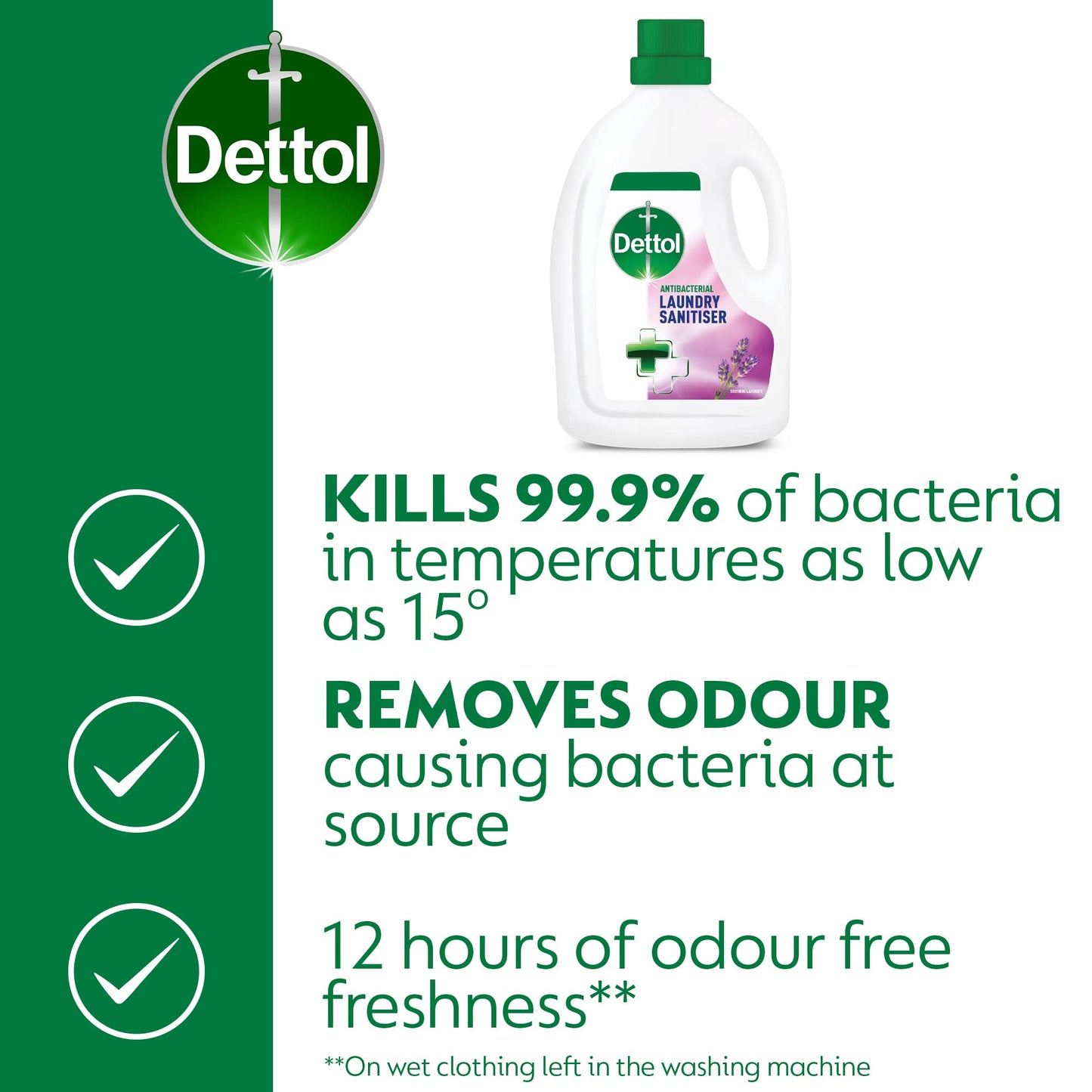 Dettol Antibacterial Laundry Cleanser, Lavender, Dermatologically Tested, 1.5 Litre