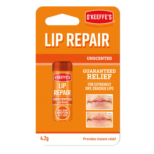 O'Keeffe's Lip Repair Unscented Lip Balm, 4.2g – For Extremely Dry, Cracked Lips | All-Day Moisture with 7 Moisturising Ingredients