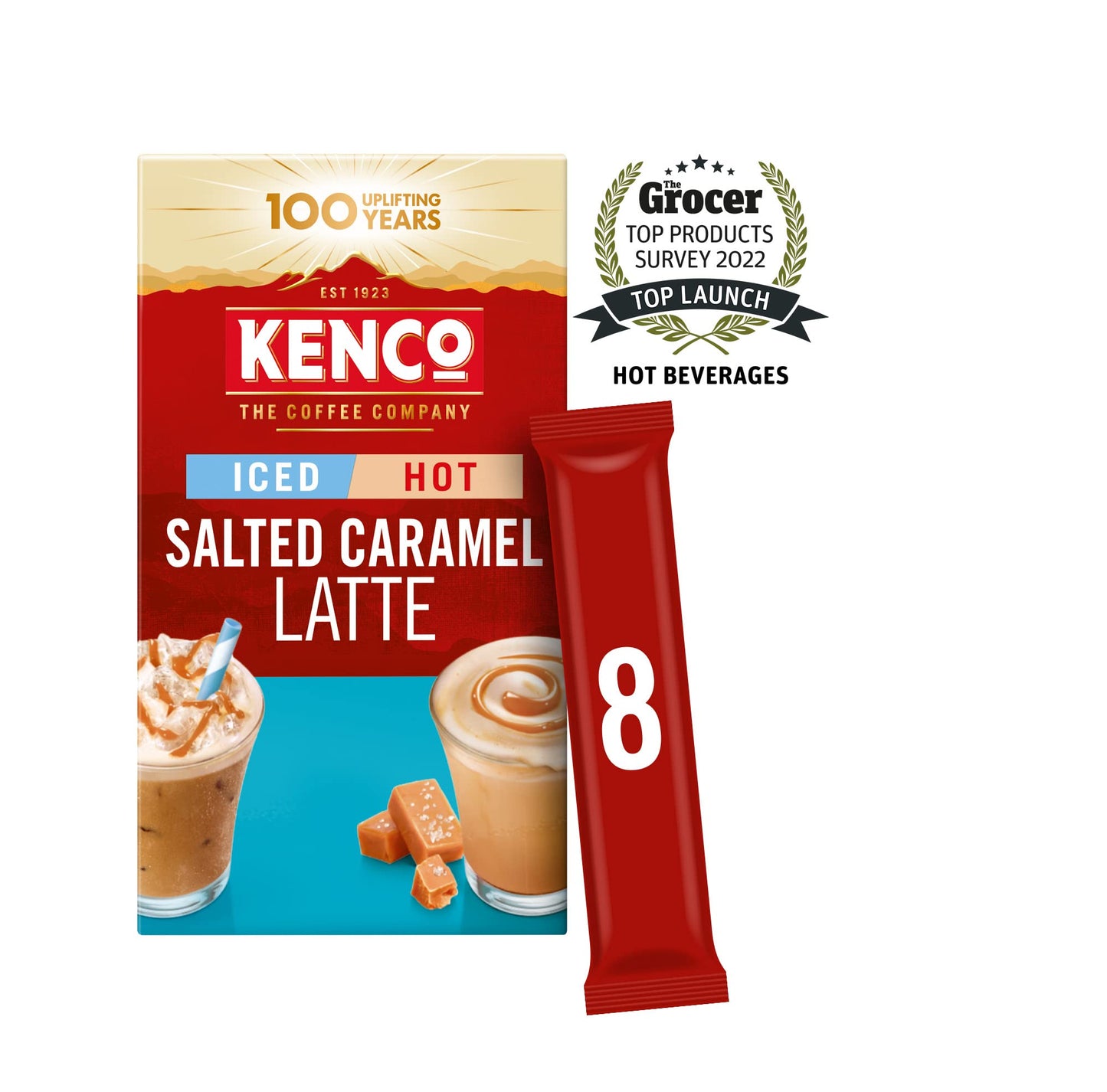 Kenco Iced Hot Salted Caramel Latte Sachets x8 (Pack of 5, Total 40 Sachets)