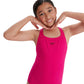 Speedo Girl's ECO Endurance+ Medallist Swimsuit, Comfortable, Stylish Design, Extra Flexibility, Electric Pink, 9-10 Years (Pack of 2)