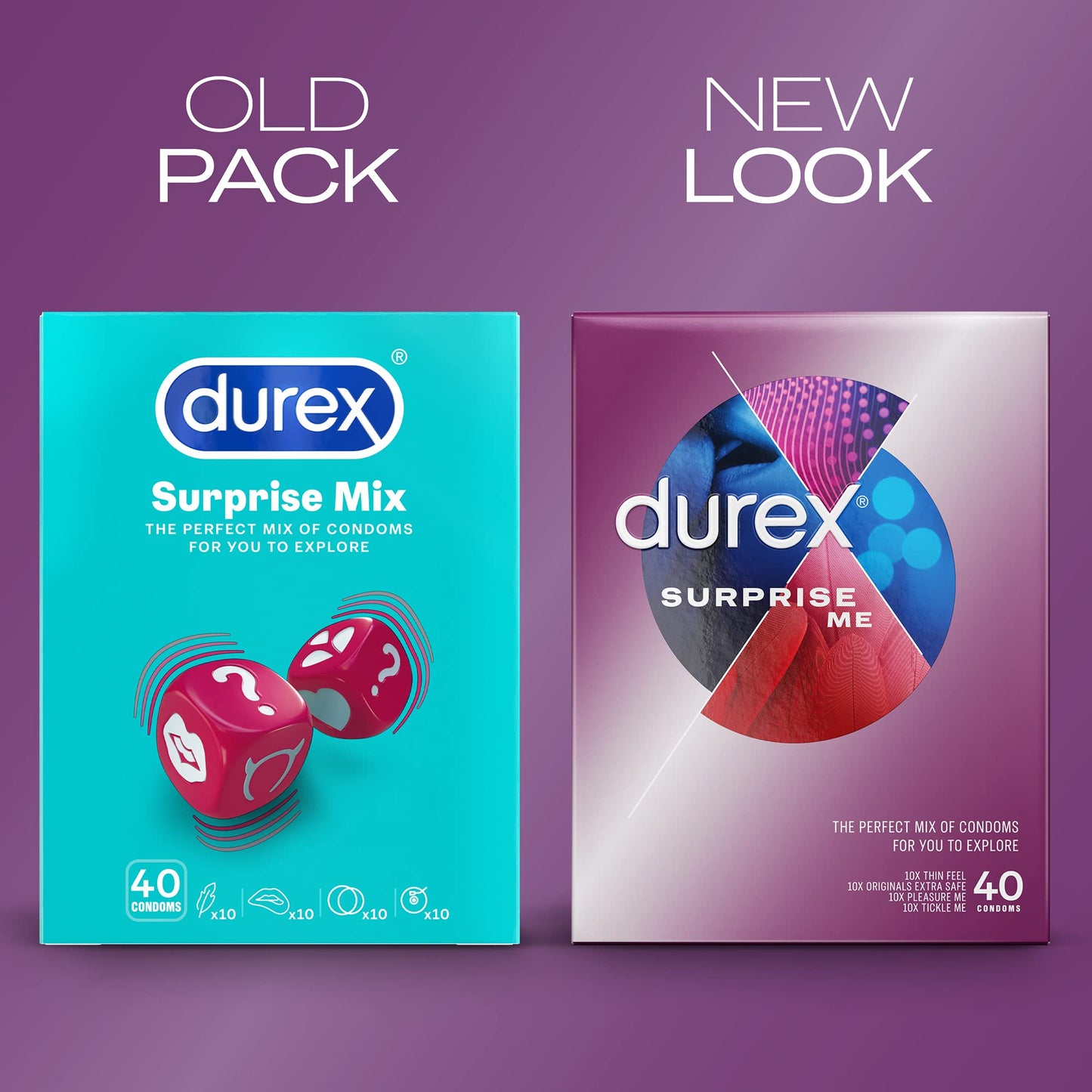 Durex Surprise Me Condoms 40 Pack x 2 (80 Condoms)