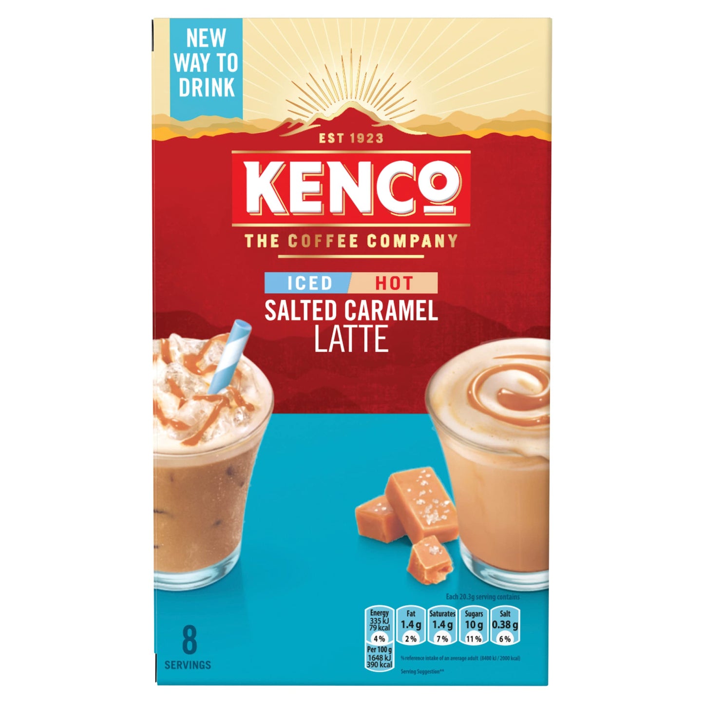 Kenco Iced Hot Salted Caramel Latte Sachets x8 (Pack of 5, Total 40 Sachets)