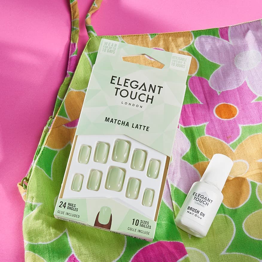 Elegant Touch Colour Nails - Matcha Latte,10 Nail Sizes, 24 Nails