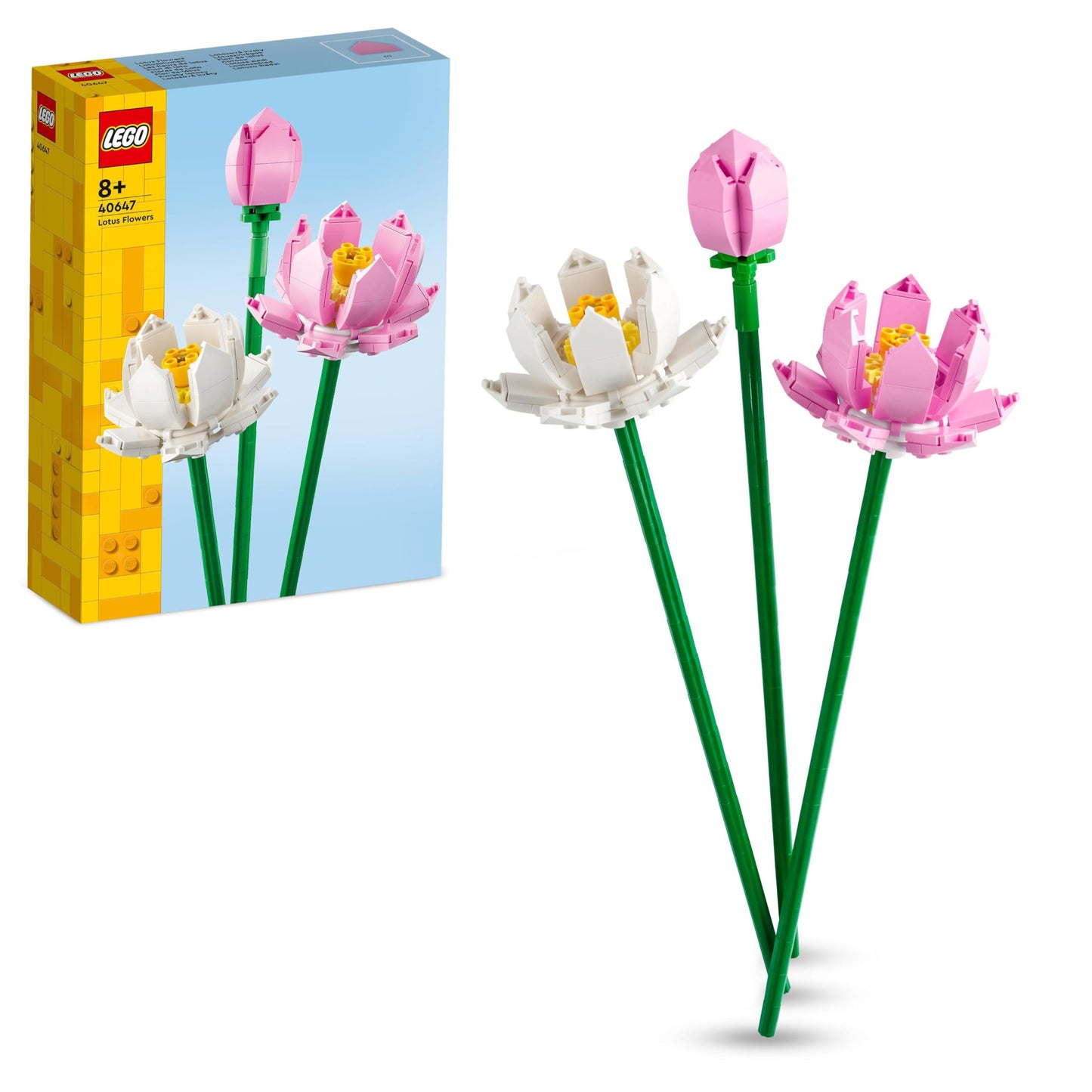 LEGO Creator Lotus Flowers Set, Bouquet Building Kit for Girls, Boys and Flower Fans, Build 3 Artificial Flowers to Display at Home as Bedroom or Desk Decoration, Valentines Day Gift Idea 40647