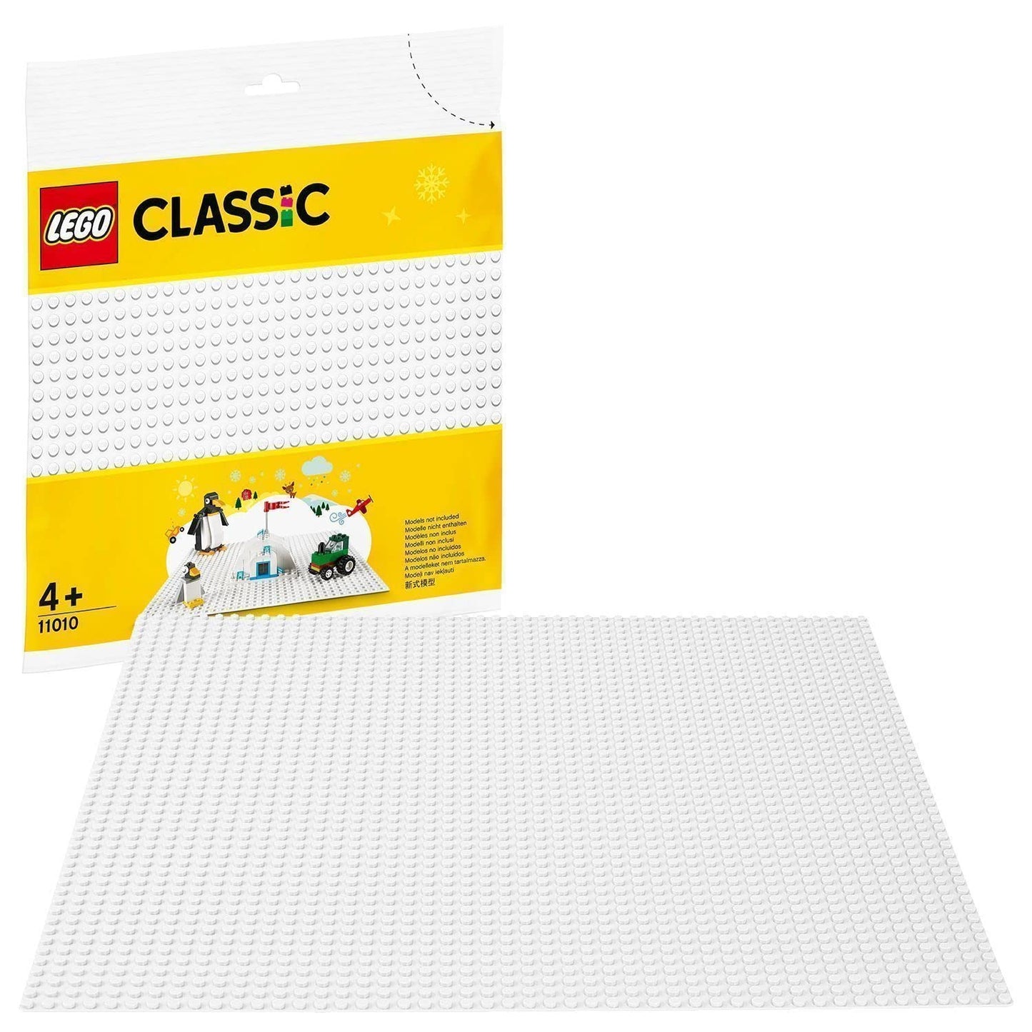 LEGO 11023 Classic Green Baseplate, Square 32x32 Stud Building Base, Build and Display Board Set &  11010 Classic Baseplate White 10" x 10" / 25 cm x 25 cm for Winter Sets Construction Base