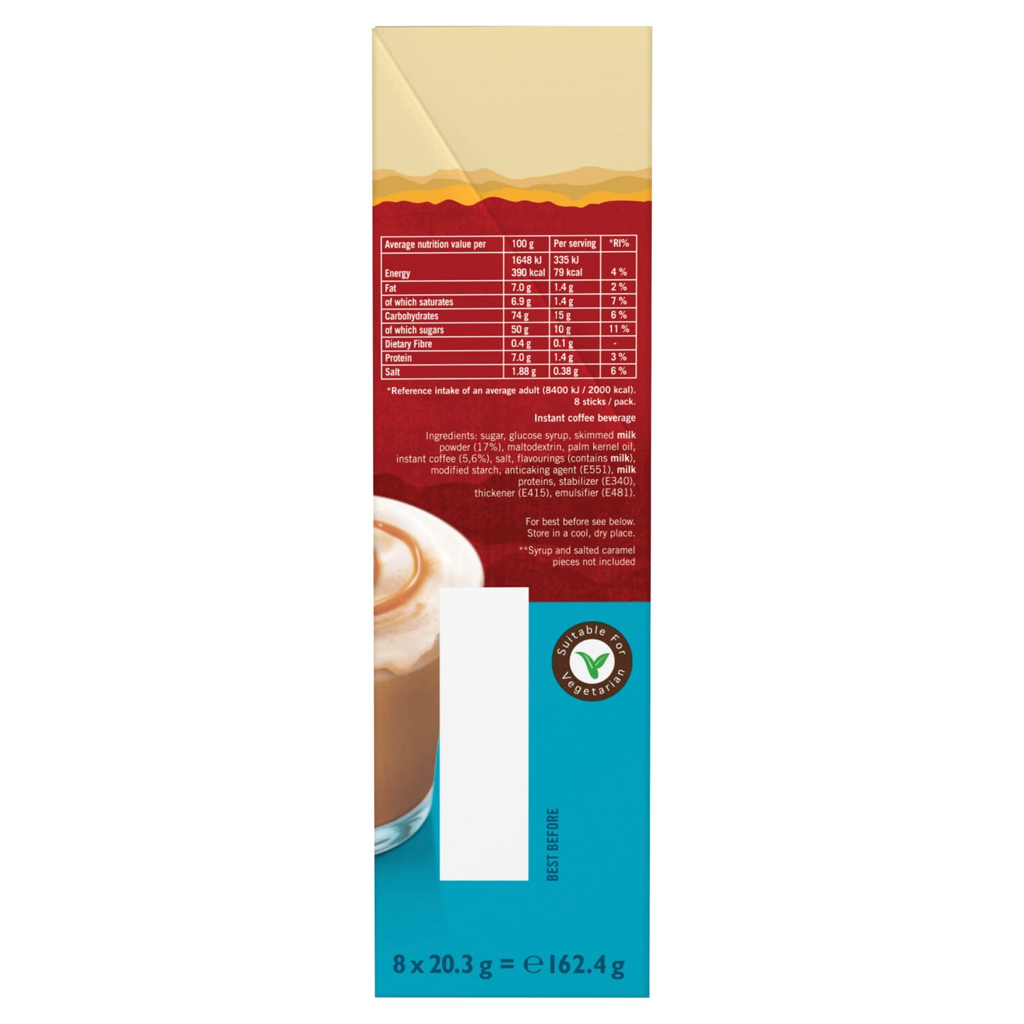 Kenco Iced Hot Salted Caramel Latte Sachets x8 (Pack of 5, Total 40 Sachets)